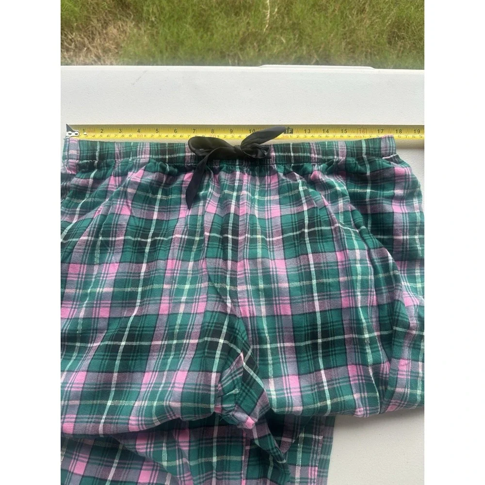 Victoria's Secret Green & Pink Plaid Pajama Set Size XL LONG Women's